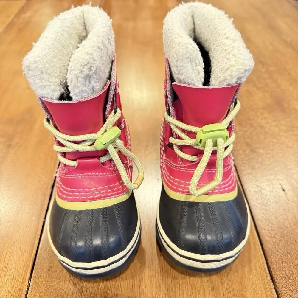 Sorel Yoot Pac Girls 9 Winter Snow Duck Boot‎ Leather Pink Waterproof Sherpa